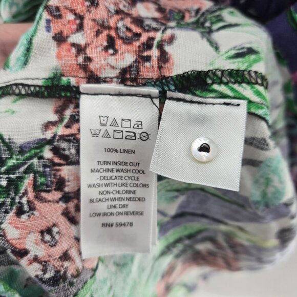 C&C California Floral Tropical 100% Linen Sheath Sleeveless Mini Dress - Picture 12 of 13